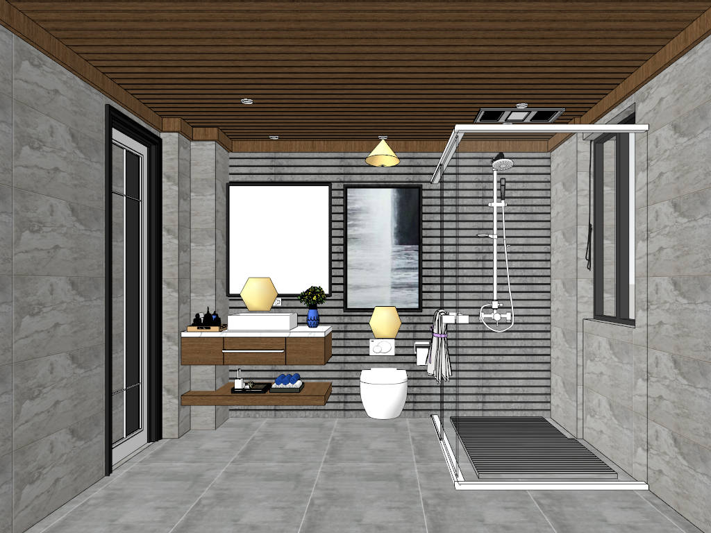 Country Bathroom Design Idea sketchup model preview - SketchupBox