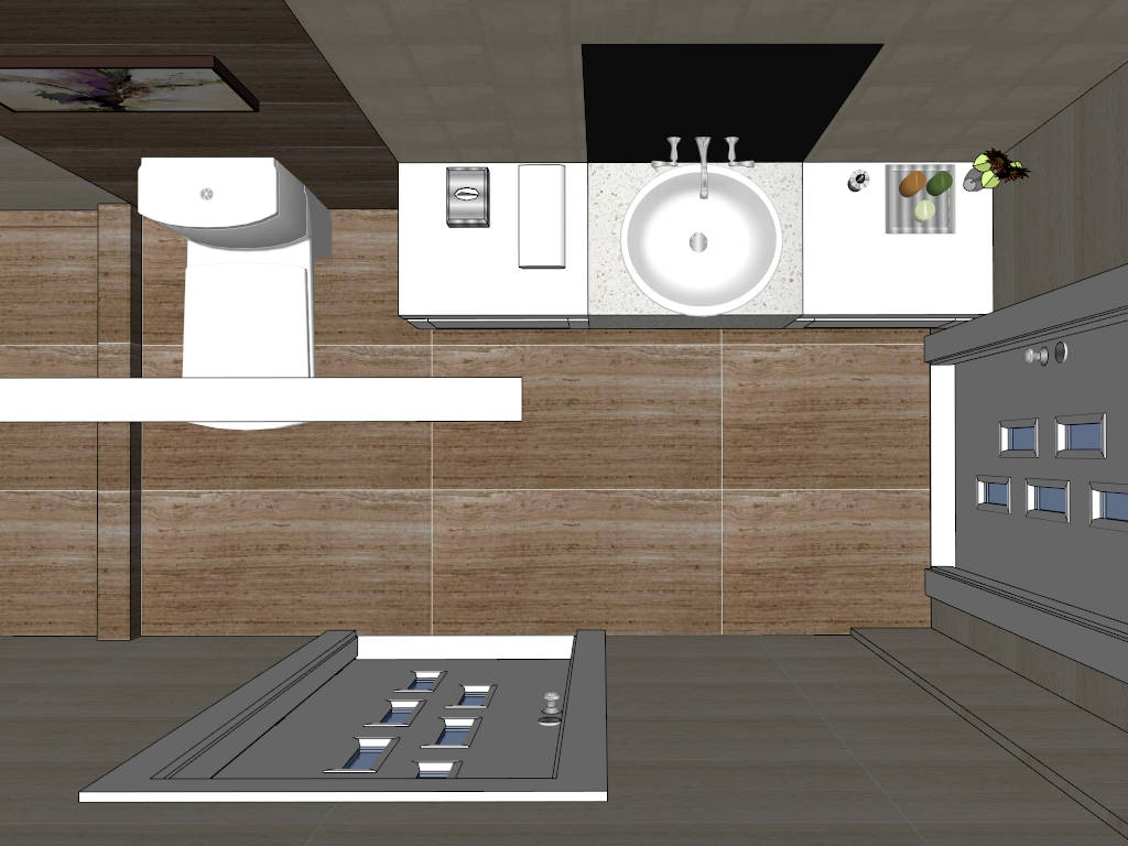 Small Bathroom with Shower Idea sketchup model preview - SketchupBox