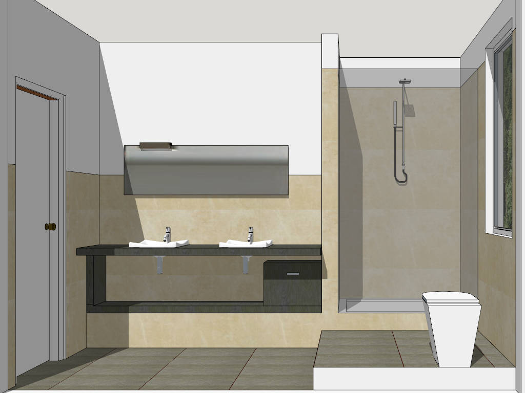 Small L-shaped Bathroom Idea sketchup model preview - SketchupBox