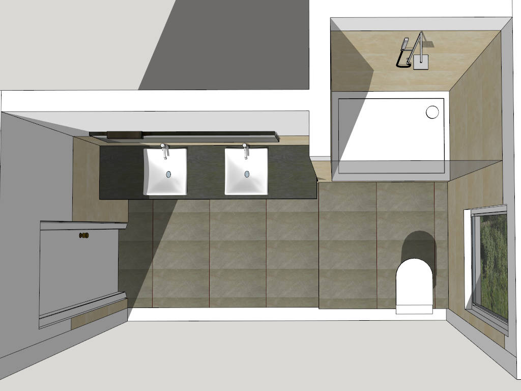 Small L-shaped Bathroom Idea sketchup model preview - SketchupBox
