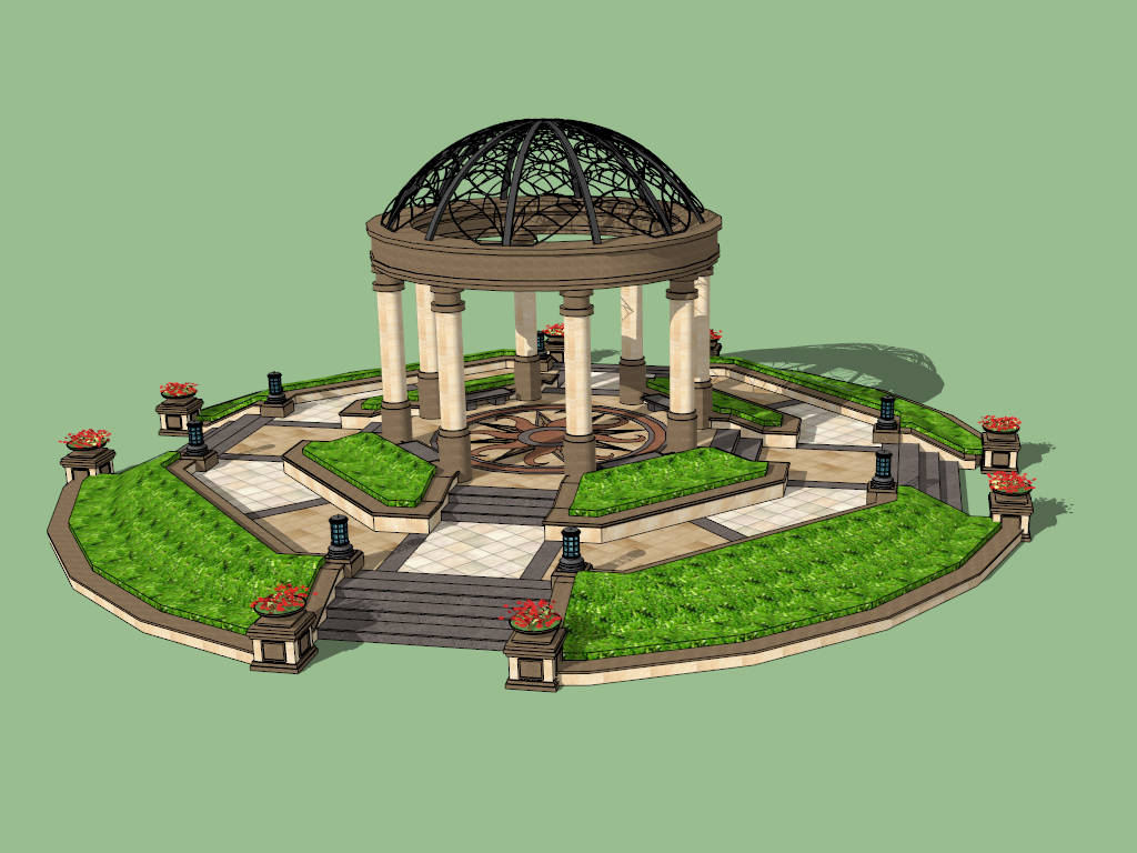 Landscape Roman Gazebo Design sketchup model preview - SketchupBox