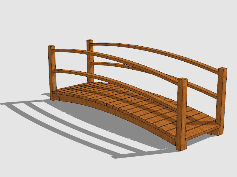 Wooden Garden Bridge sketchup model preview - SketchupBox