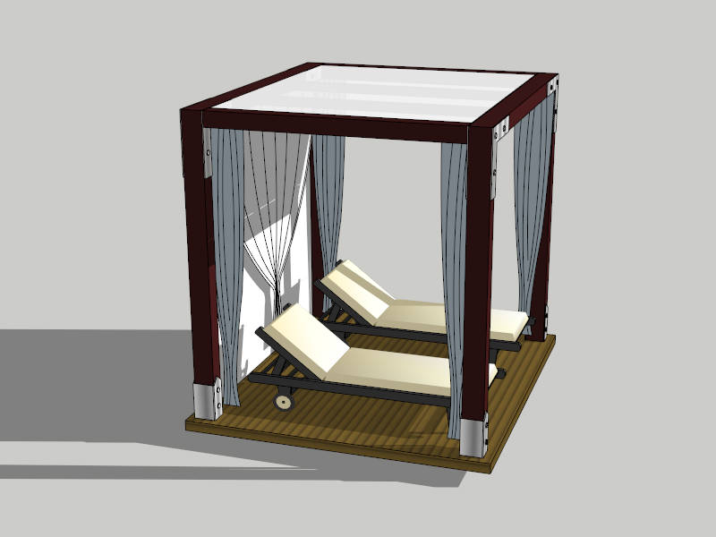 Patio Canopy Gazebo with Sunloungers sketchup model preview - SketchupBox