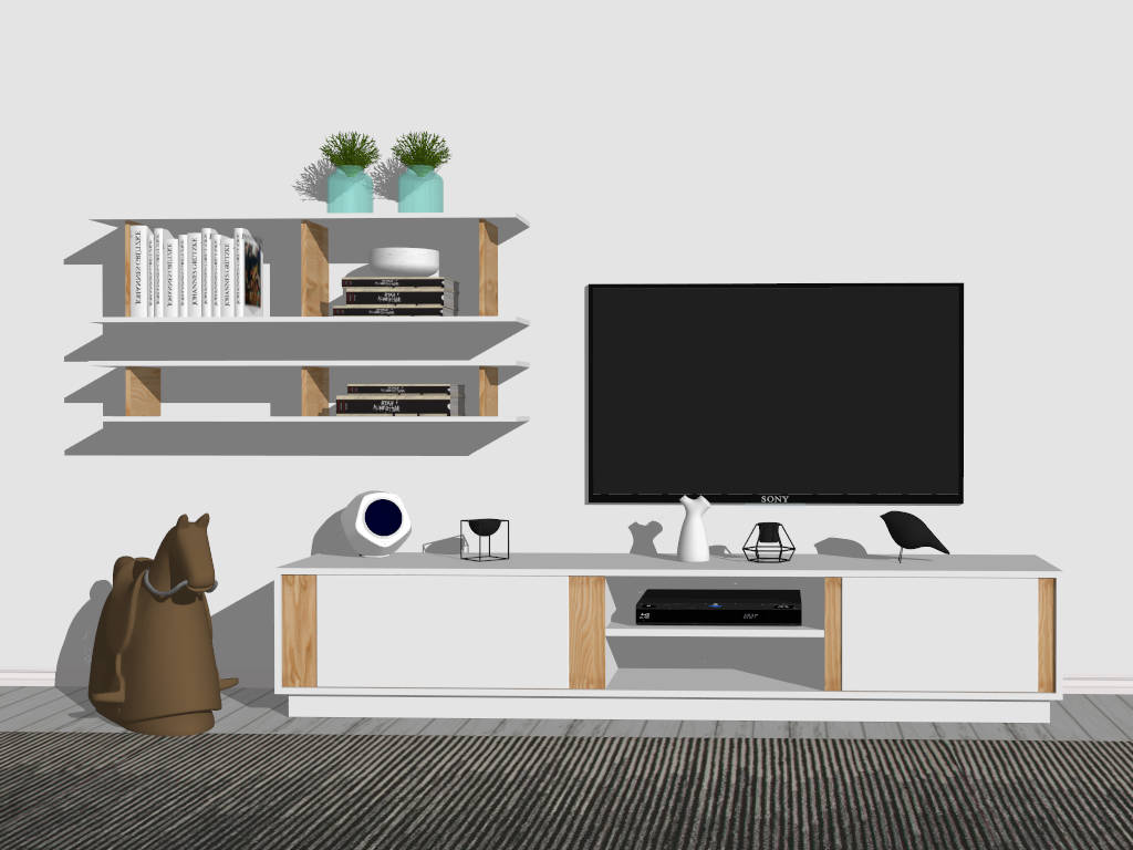 Minimalist TV Wall Design sketchup model preview - SketchupBox