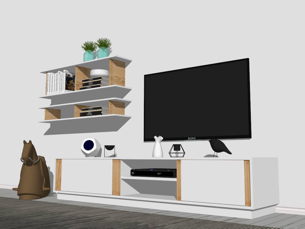 Minimalist TV Wall Design sketchup model preview - SketchupBox