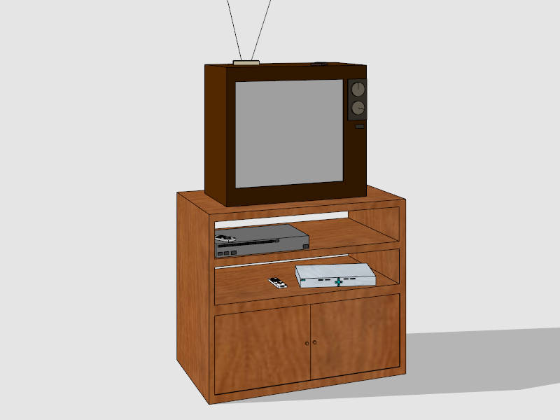 Small Wood TV Stand sketchup model preview - SketchupBox