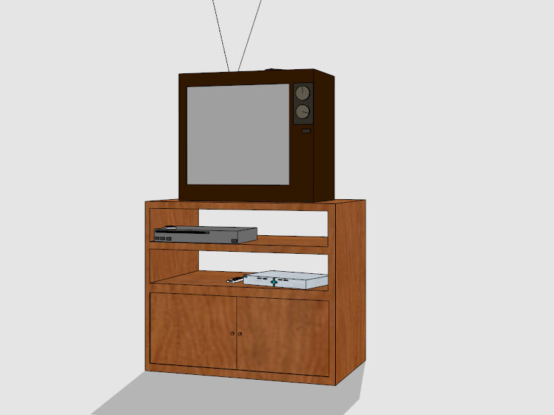 Small Wood TV Stand sketchup model preview - SketchupBox