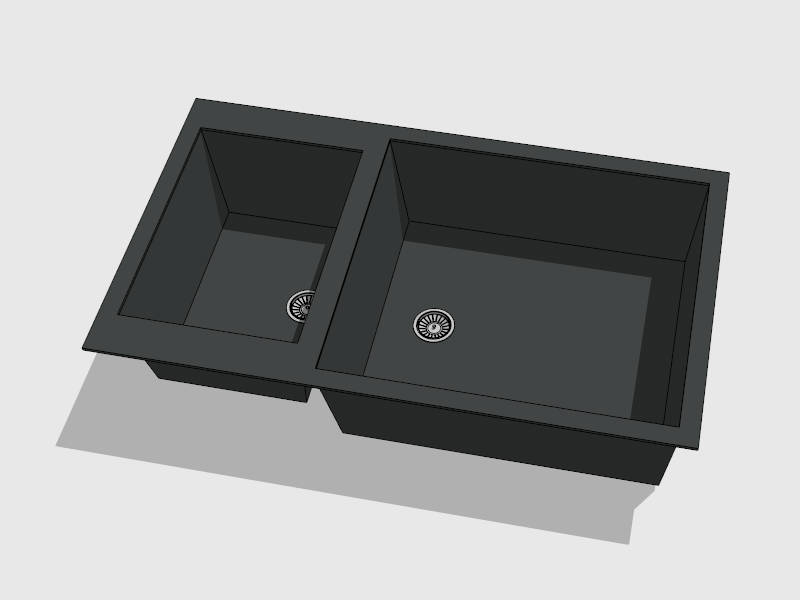 Black Double Kitchen Sink sketchup model preview - SketchupBox