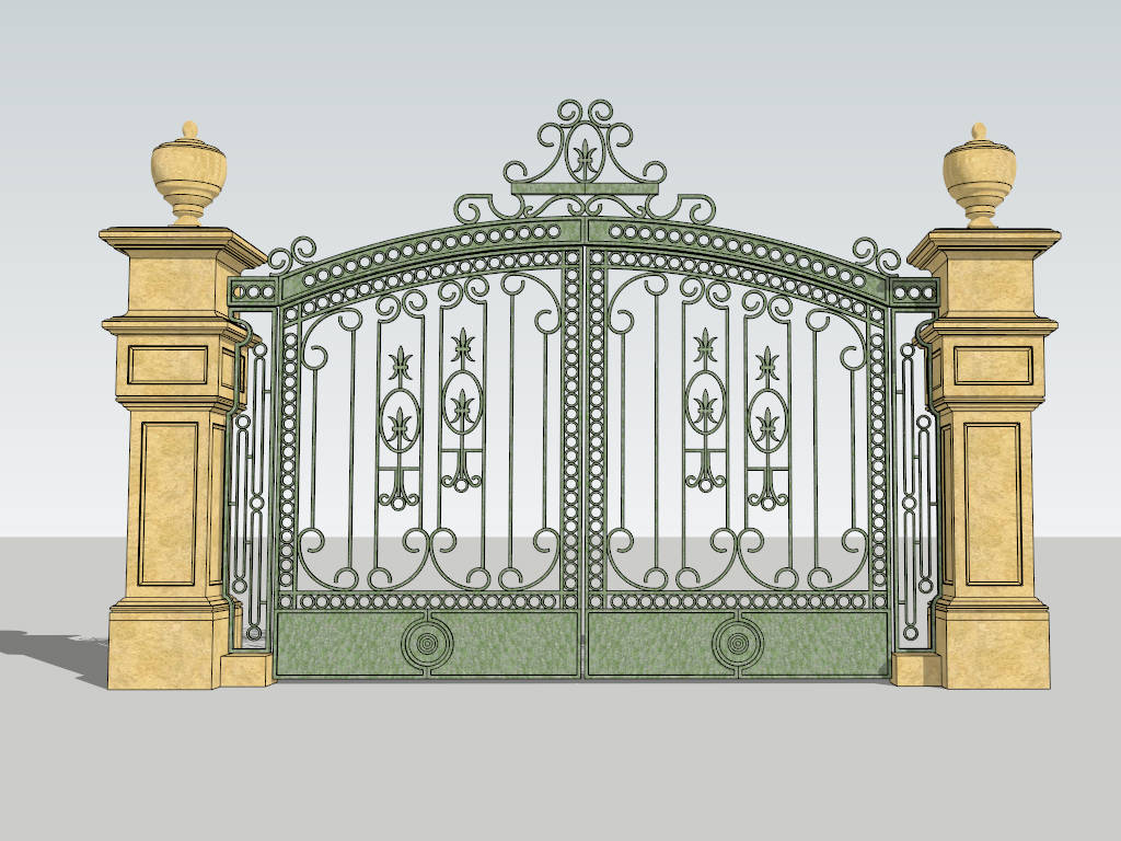 Decorative Metal Driveway Gate sketchup model preview - SketchupBox