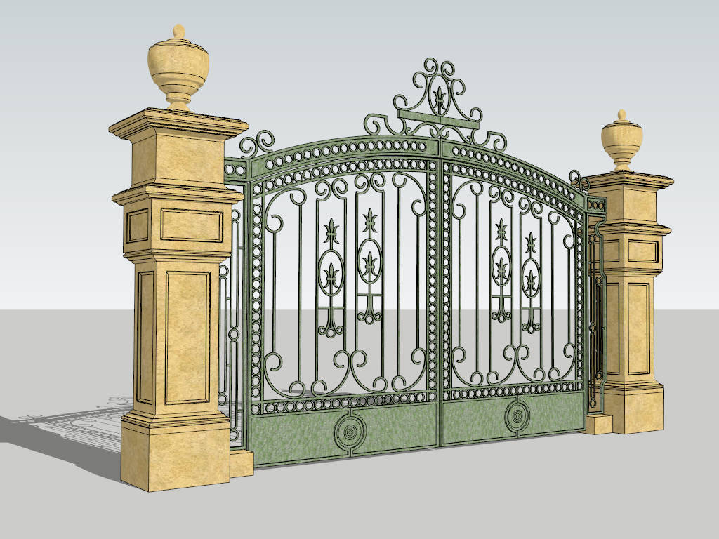 Decorative Metal Driveway Gate sketchup model preview - SketchupBox