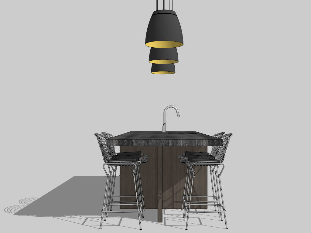 Modern Kitchen Island with Seating Idea sketchup model preview - SketchupBox