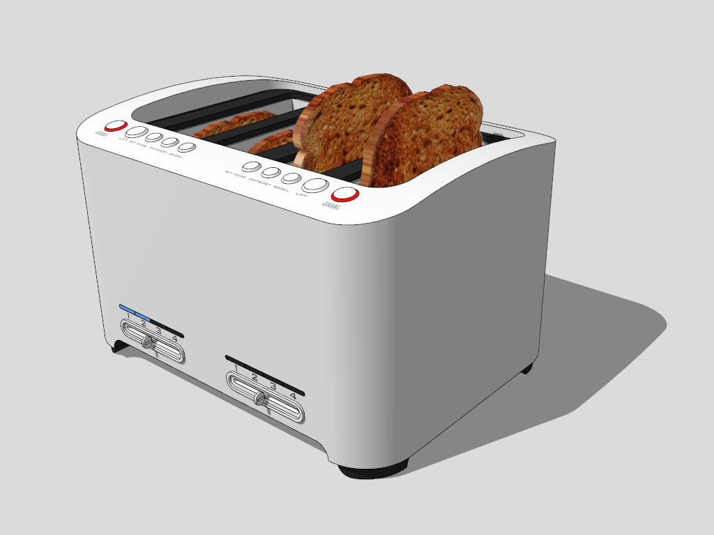 Stainless Steel 4-Slice Toaster sketchup model preview - SketchupBox