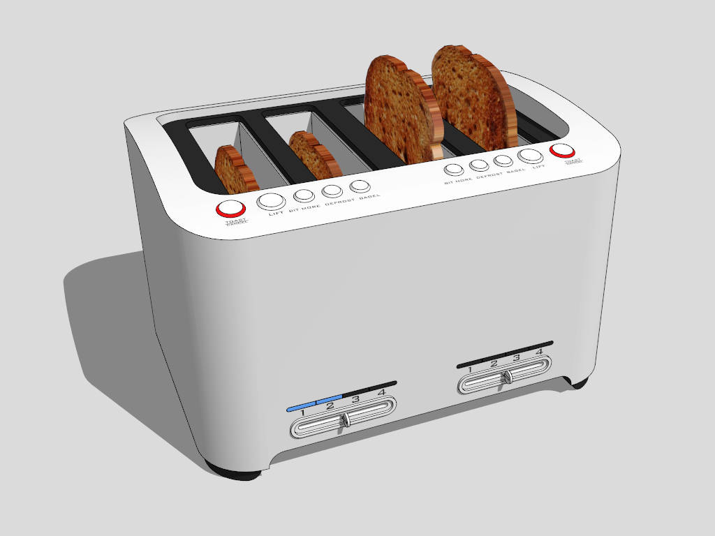 Stainless Steel 4-Slice Toaster sketchup model preview - SketchupBox