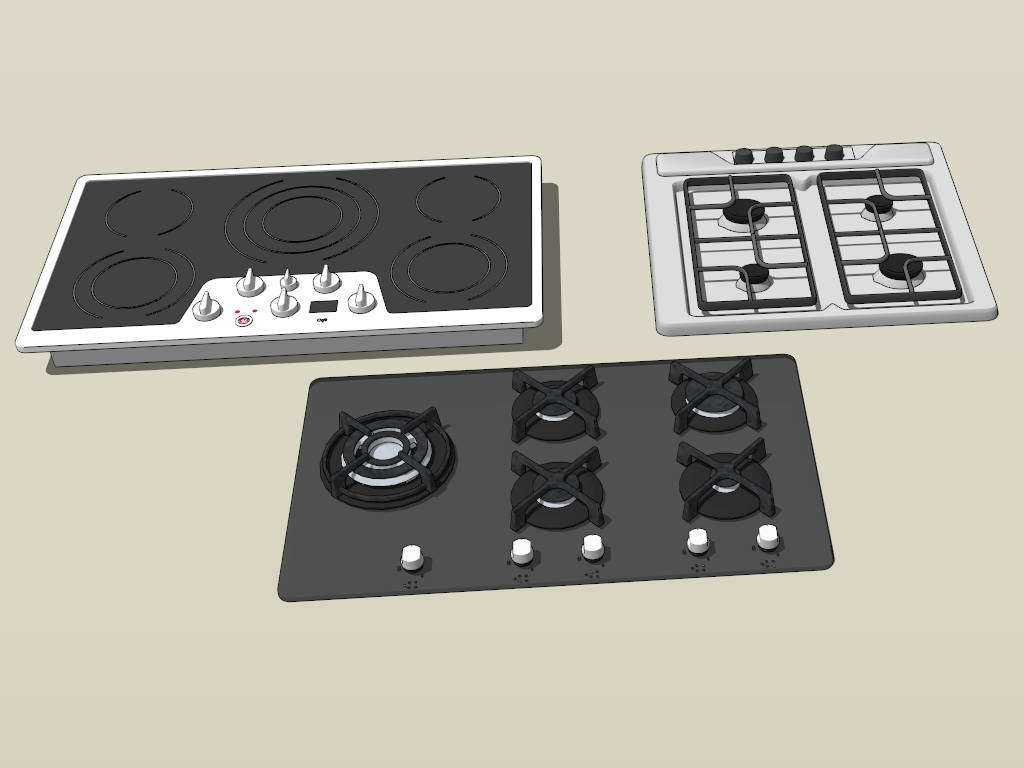 Gas and Electric Cooktops sketchup model preview - SketchupBox