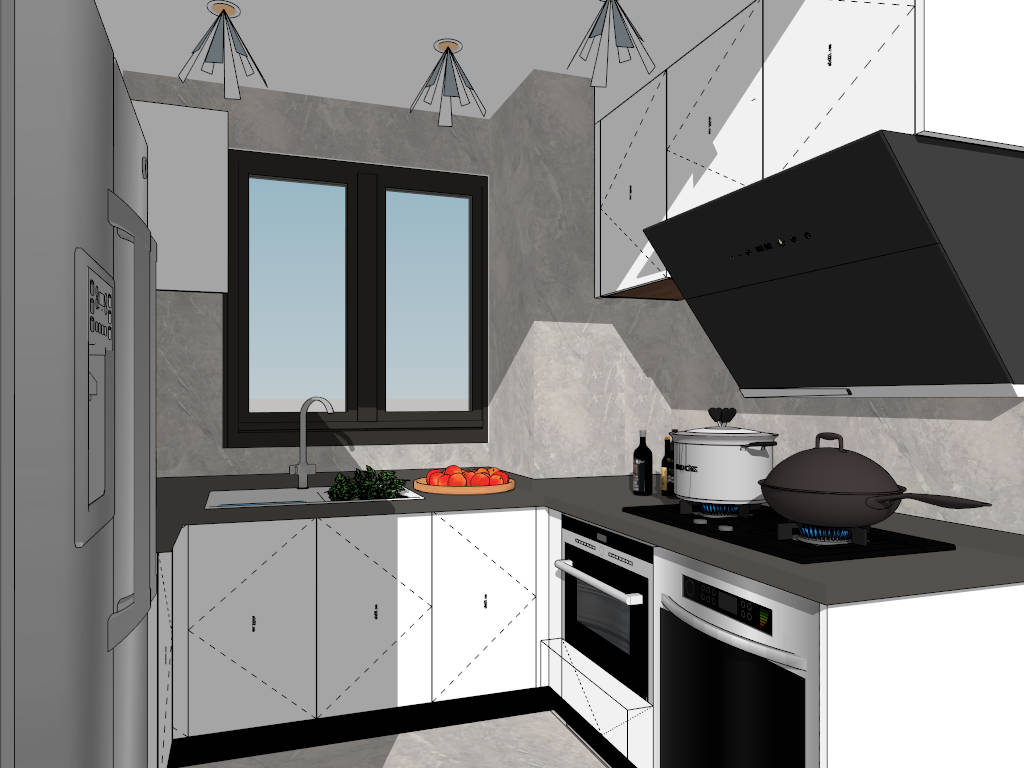 Small U Kitchen Design Idea sketchup model preview - SketchupBox