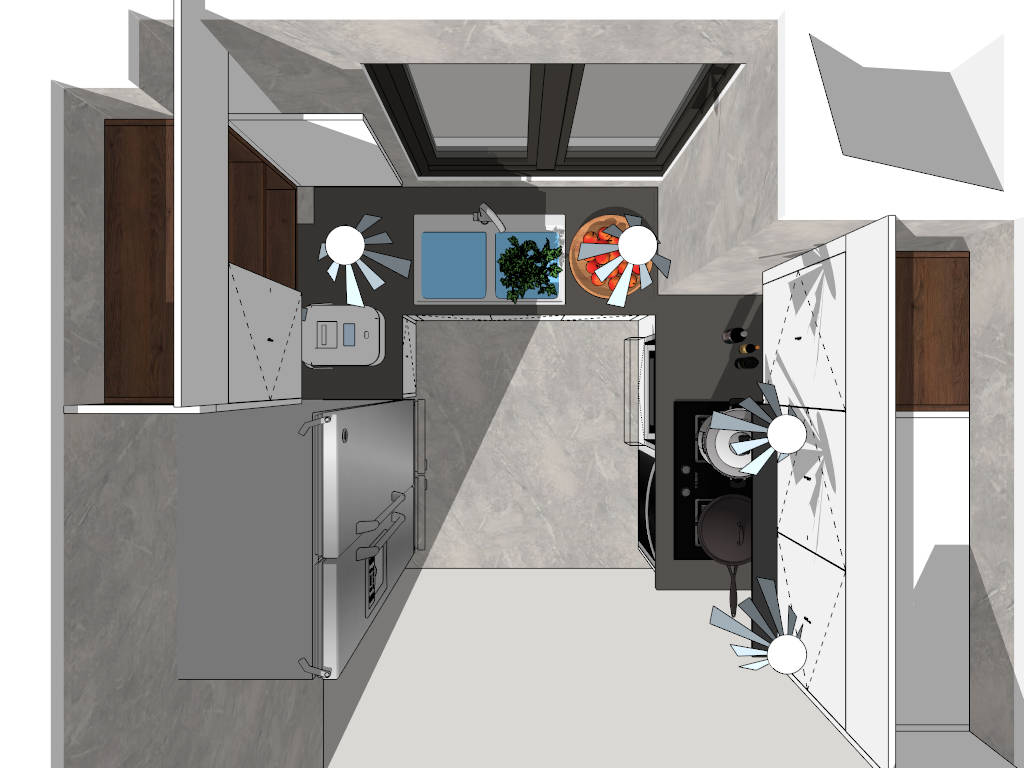 Small U Kitchen Design Idea sketchup model preview - SketchupBox