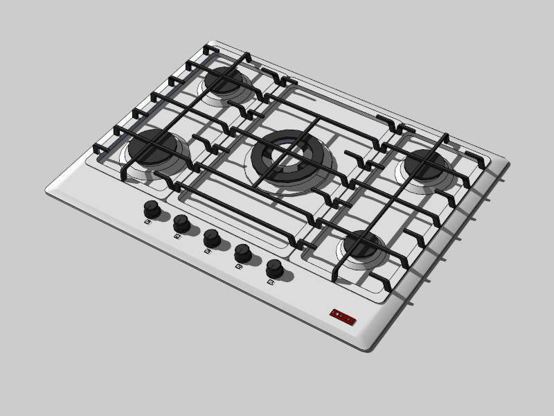 5 Burner Gas Cooktop sketchup model preview - SketchupBox