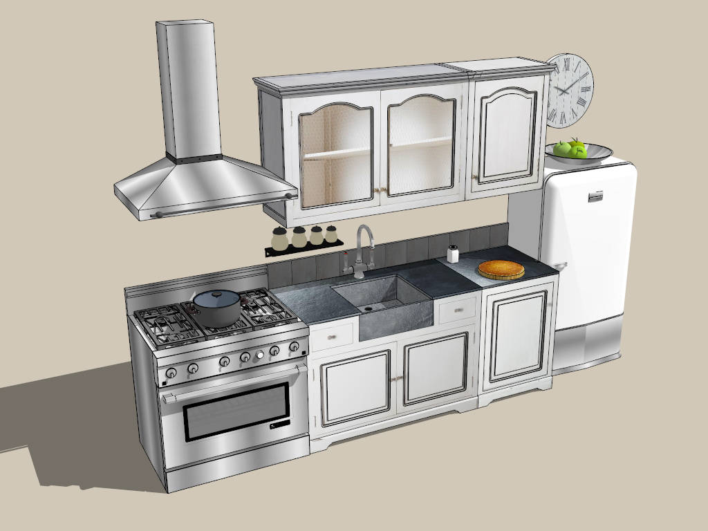 Retro Apartment Kitchen Design sketchup model preview - SketchupBox