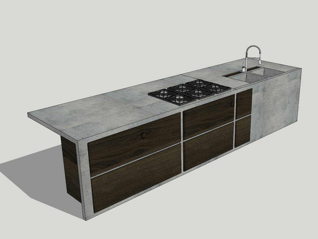 Concrete Kitchen Island Idea sketchup model preview - SketchupBox