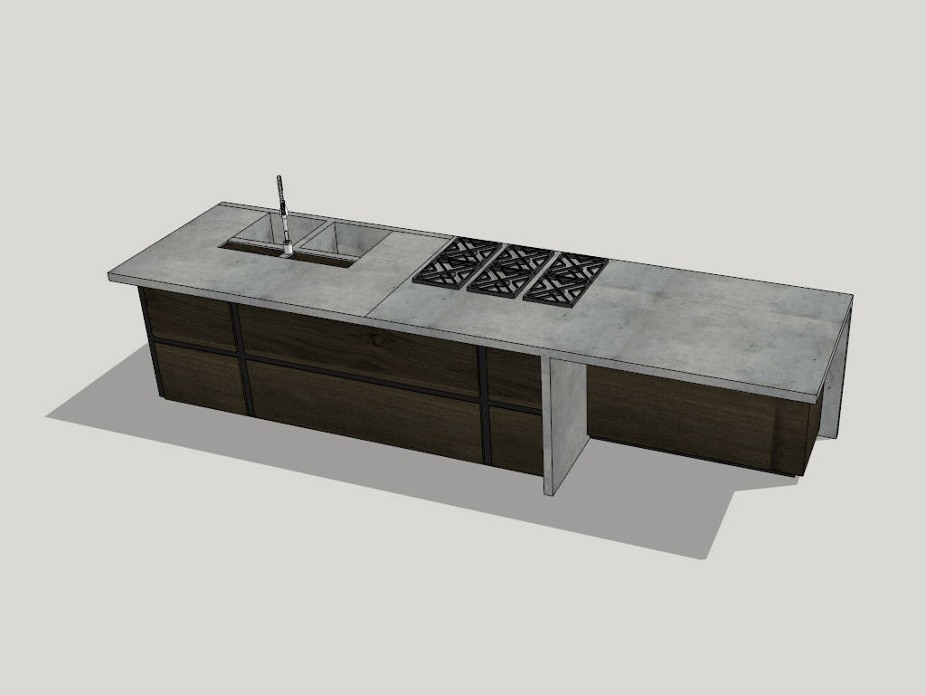 Concrete Kitchen Island Idea sketchup model preview - SketchupBox
