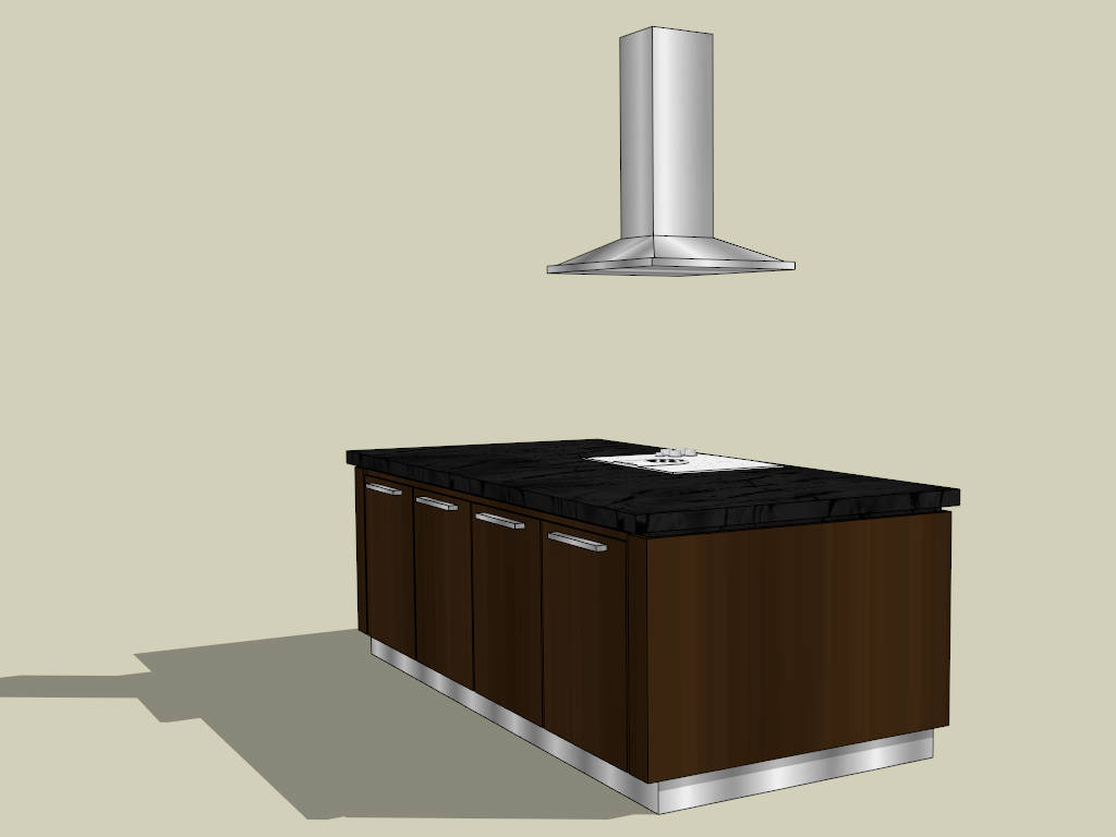 Kitchen Island with Hood sketchup model preview - SketchupBox