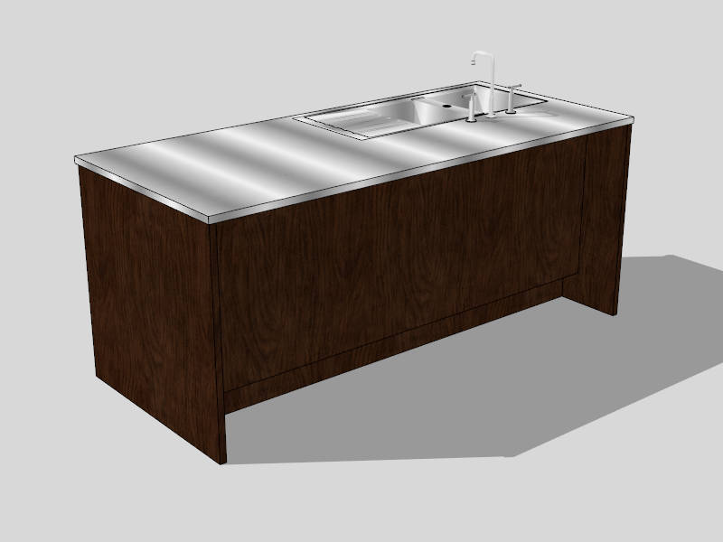 Kitchen Island with Sink sketchup model preview - SketchupBox