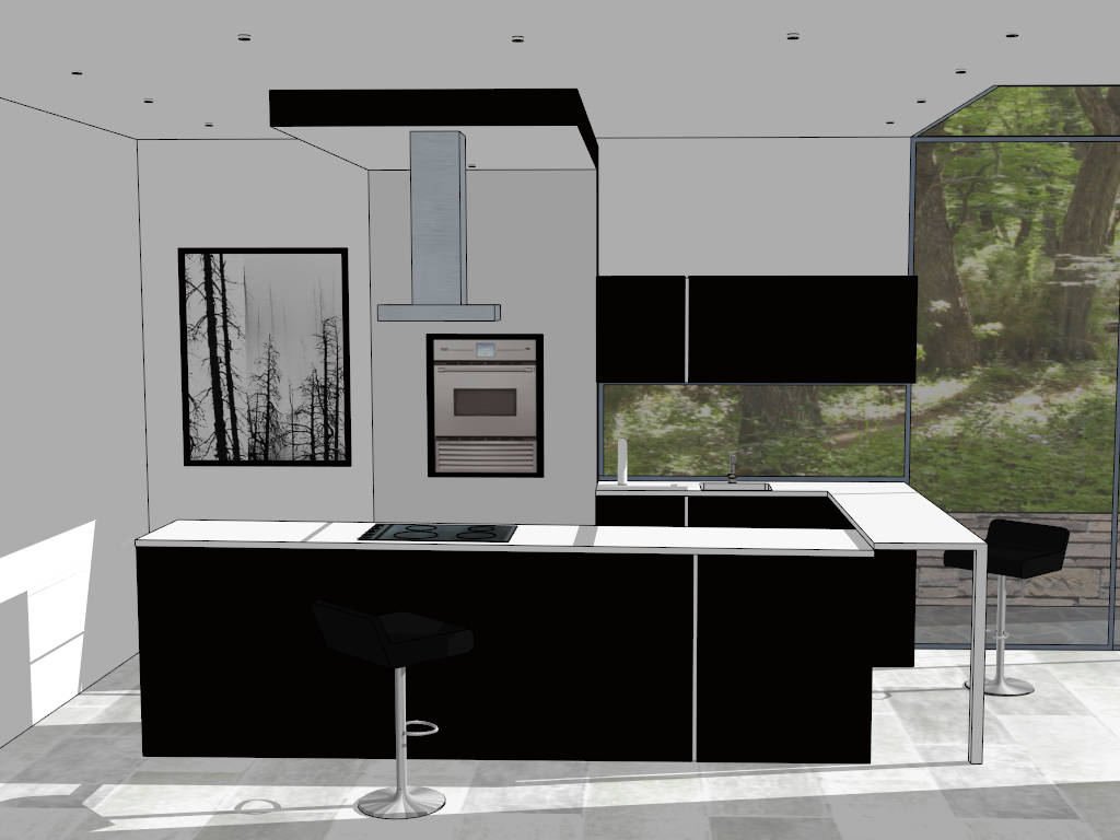 Modern Open Kitchen Idea sketchup model preview - SketchupBox