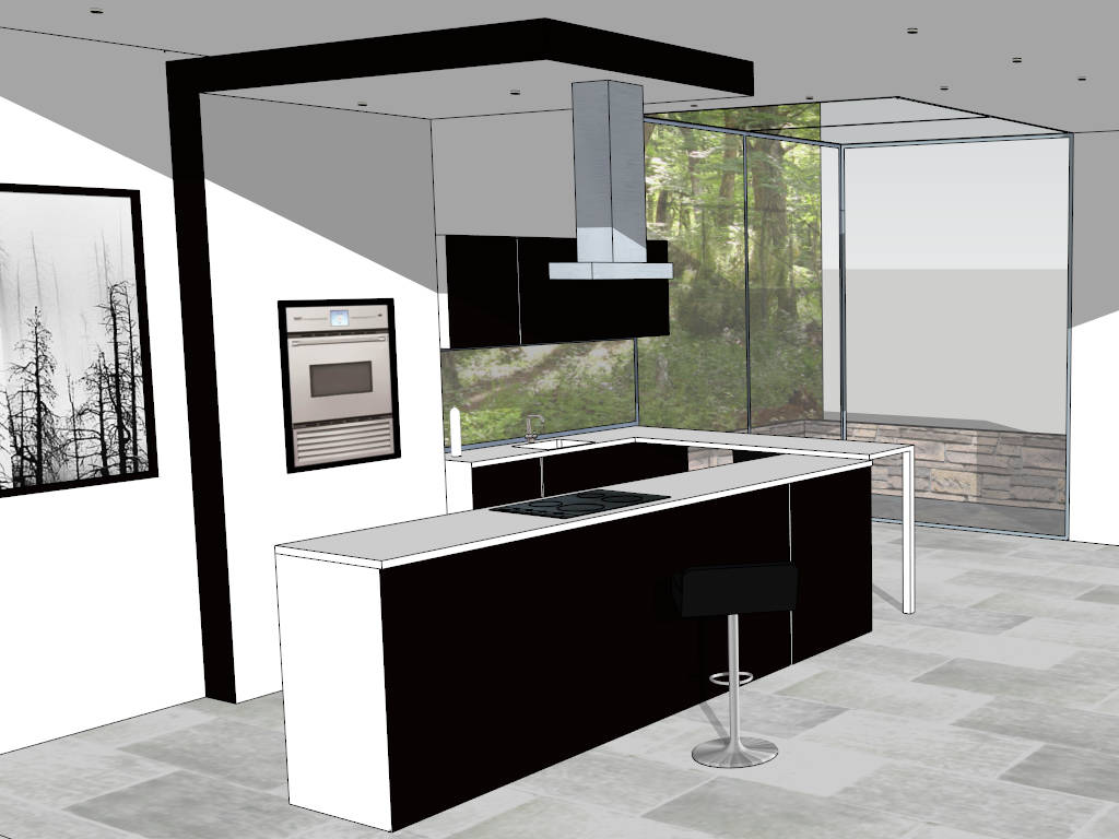 Modern Open Kitchen Idea sketchup model preview - SketchupBox