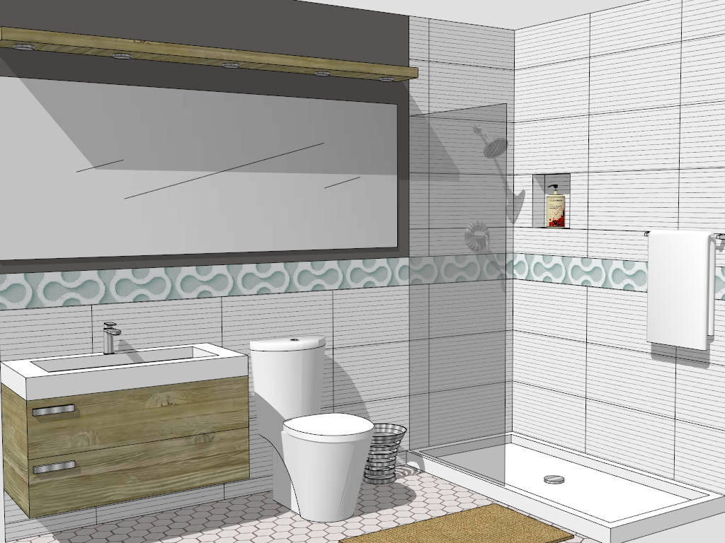 Small Rectangle Bathroom Idea sketchup model preview - SketchupBox