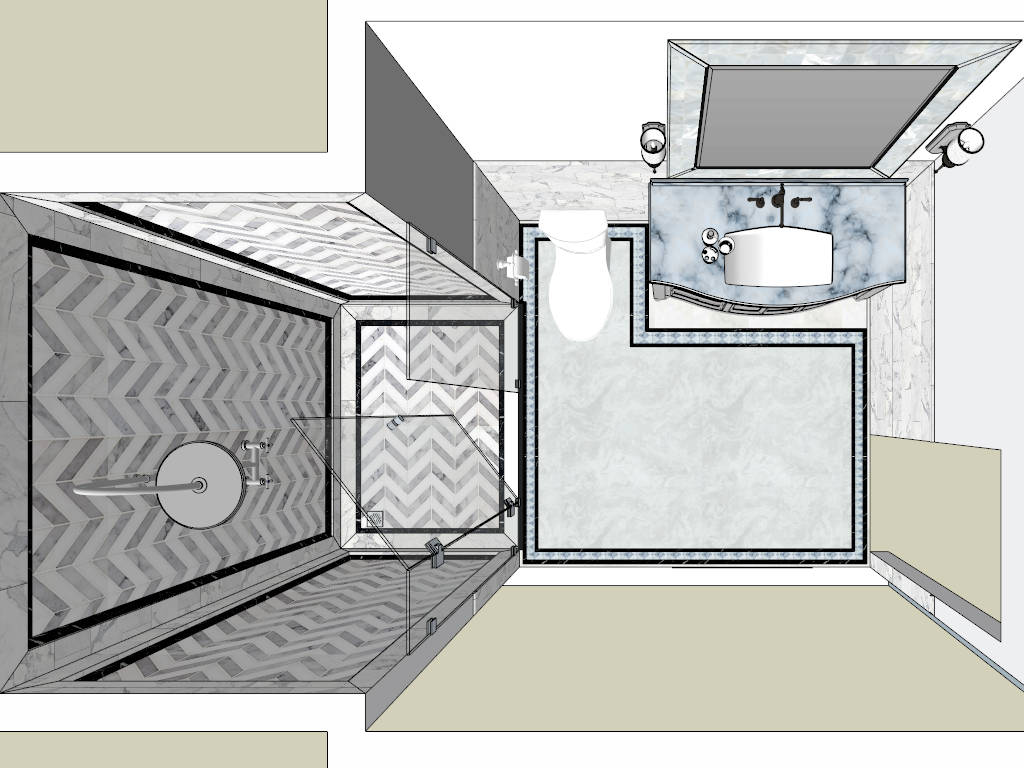 Small Bathroom with Shower Layout sketchup model preview - SketchupBox