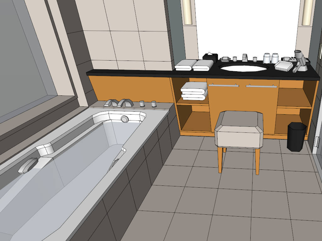 Bathroom with Bathtub and Shower Plan sketchup model preview - SketchupBox