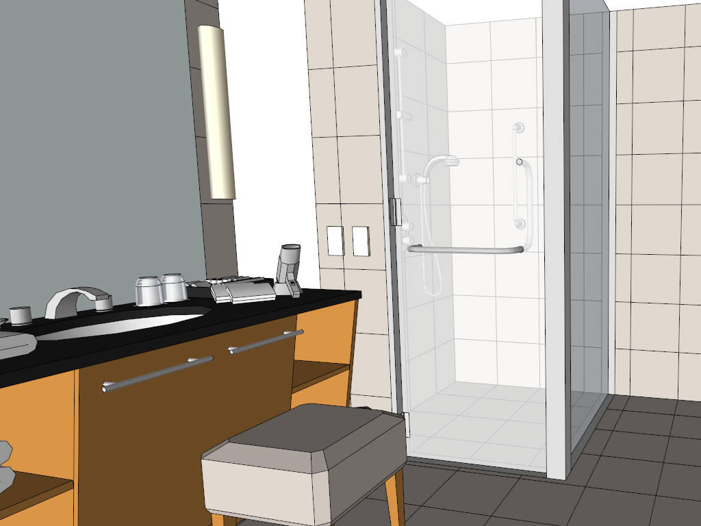 Bathroom with Bathtub and Shower Plan sketchup model preview - SketchupBox