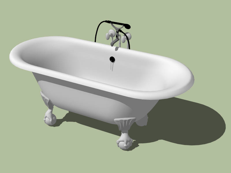 Freestanding Bathtub with Shower sketchup model preview - SketchupBox