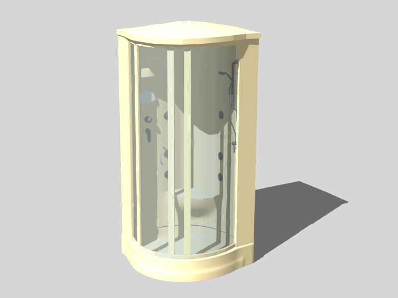 Curved Corner Shower Unit sketchup model preview - SketchupBox