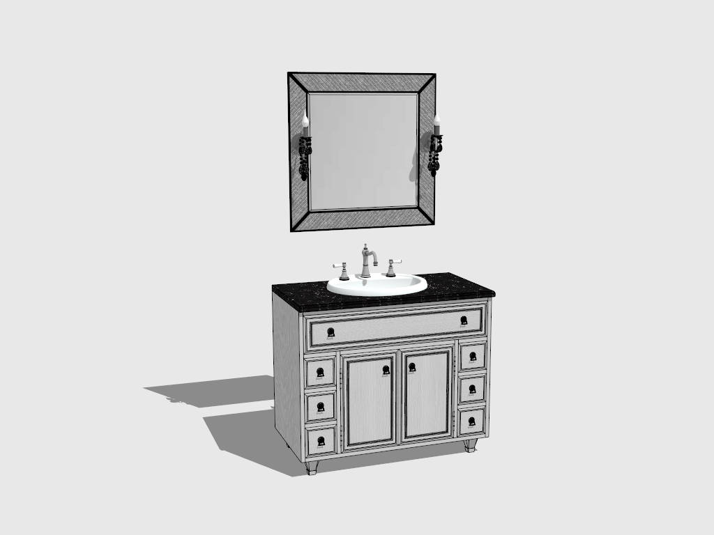 White Bathroom Vanity sketchup model preview - SketchupBox