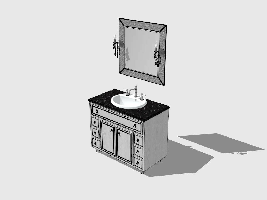 White Bathroom Vanity sketchup model preview - SketchupBox