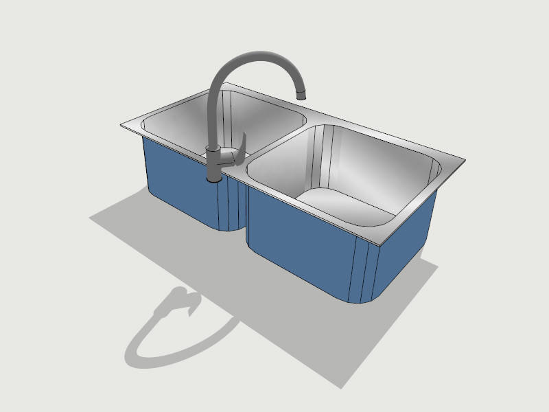Double Bowl Kitchen Sink sketchup model preview - SketchupBox