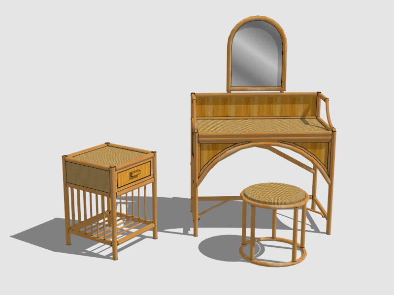 Rattan Dressing Table Set sketchup model preview - SketchupBox