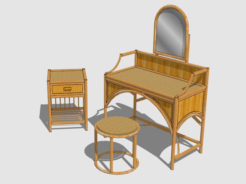 Rattan Dressing Table Set sketchup model preview - SketchupBox