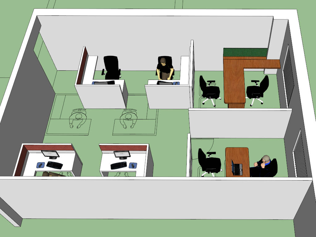 Small Office Layout Idea sketchup model preview - SketchupBox