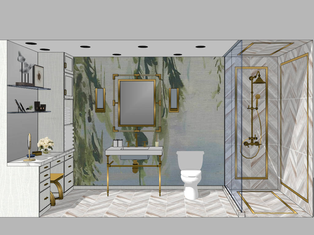 Beautiful Brass Bathroom Idea sketchup model preview - SketchupBox