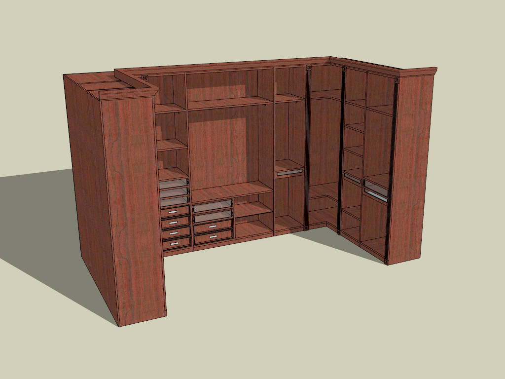 Cherry Wood Wardrobe Closet sketchup model preview - SketchupBox
