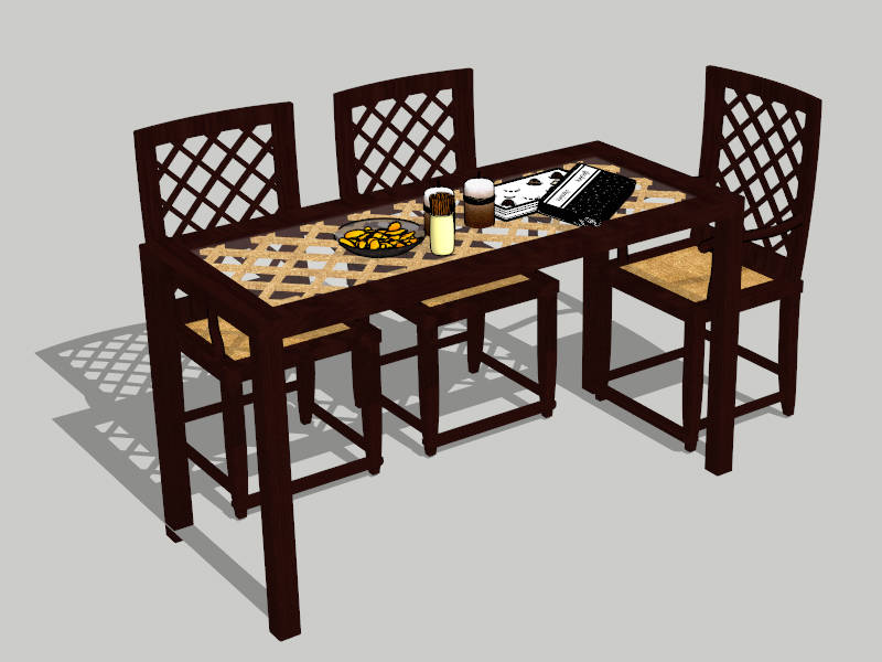 4-Piece Antique Dining Set sketchup model preview - SketchupBox