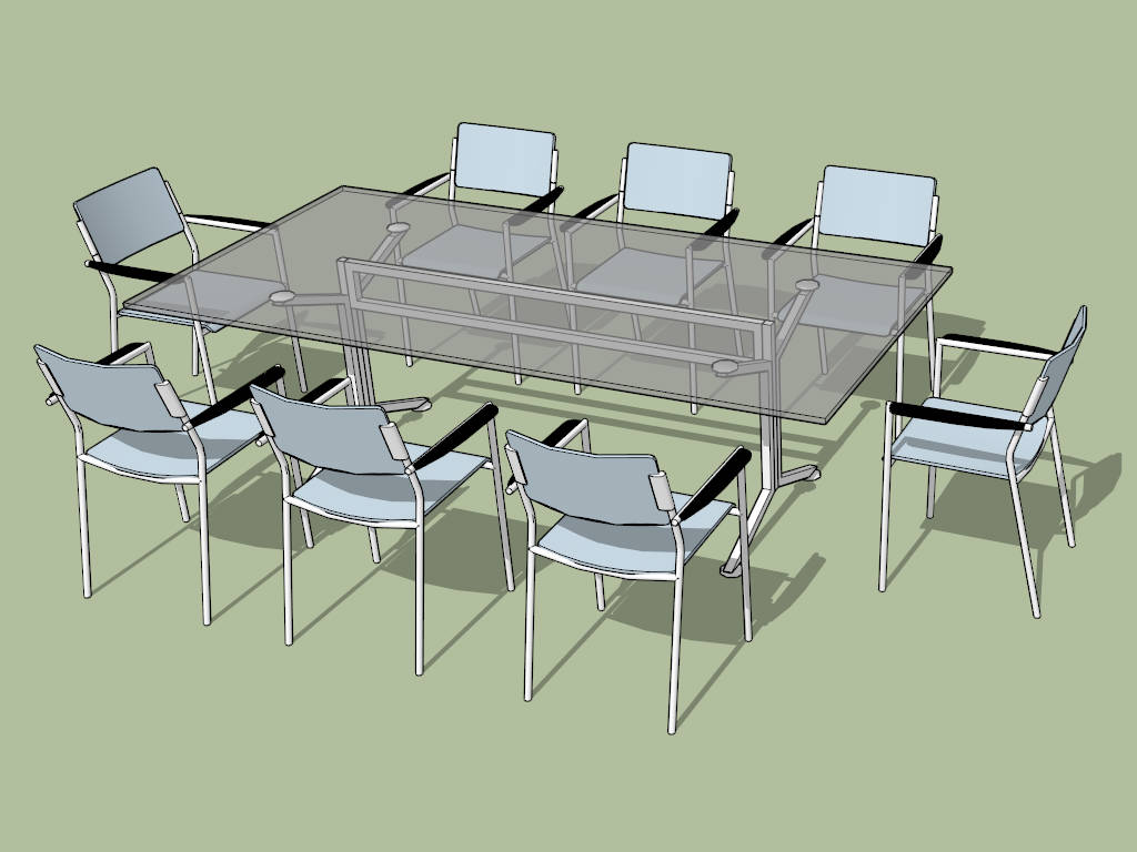 Glass Top Conference Table and Chairs sketchup model preview - SketchupBox