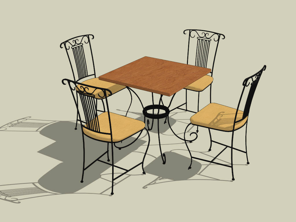 5-Piece Iron Patio Dining Set sketchup model preview - SketchupBox