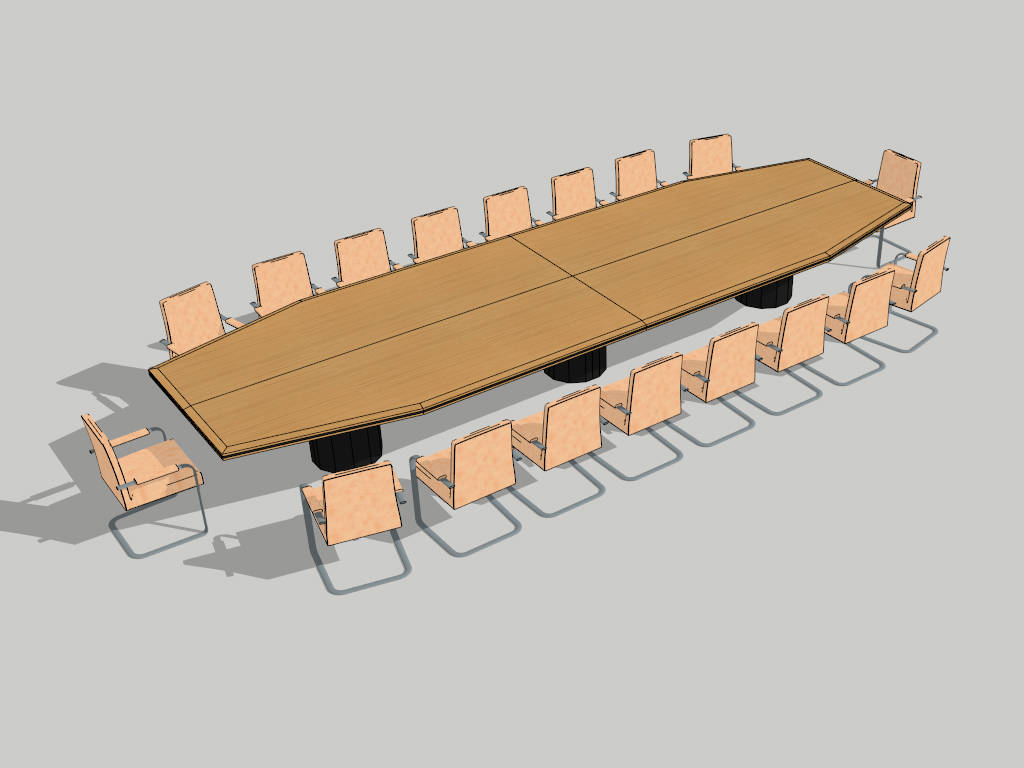 Large Conference Table and Chairs sketchup model preview - SketchupBox
