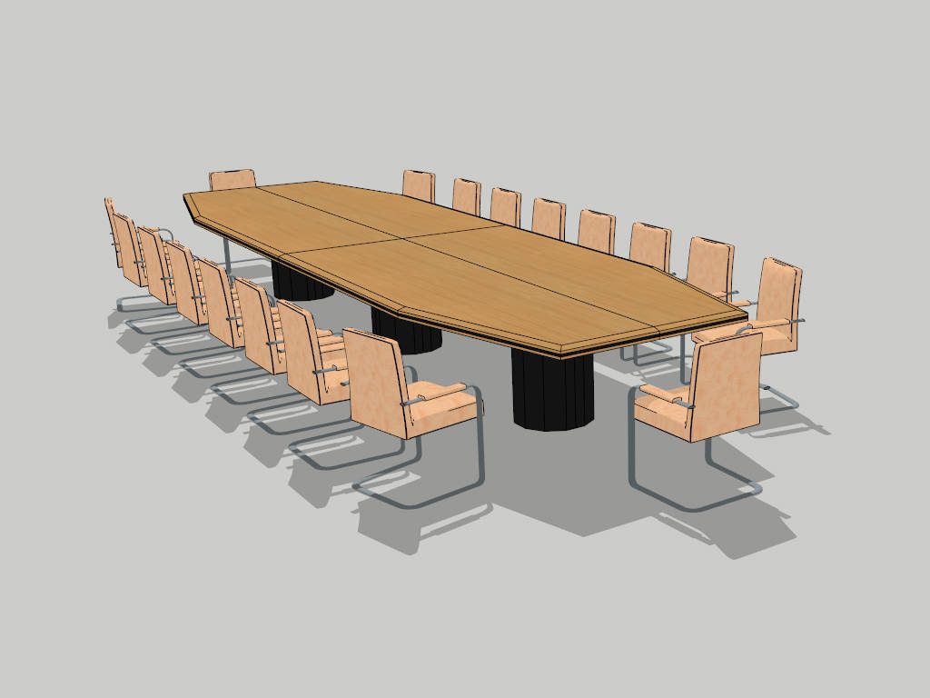 Large Conference Table and Chairs sketchup model preview - SketchupBox