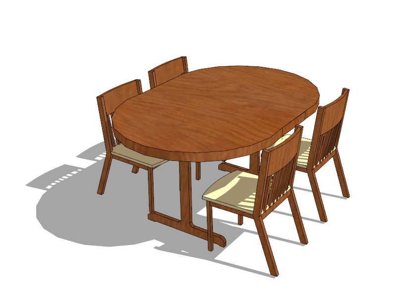 5 Piece Country Dining Set sketchup model preview - SketchupBox