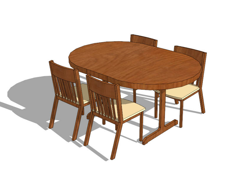 5 Piece Country Dining Set sketchup model preview - SketchupBox