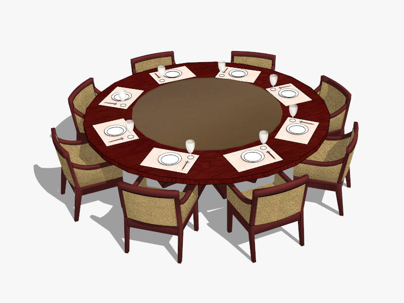 Round Banquet Table and Chairs sketchup model preview - SketchupBox